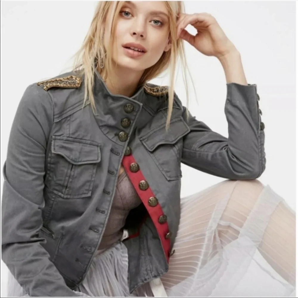 Free People Shrunken Officer Military Jacket - Picture 1 of 14